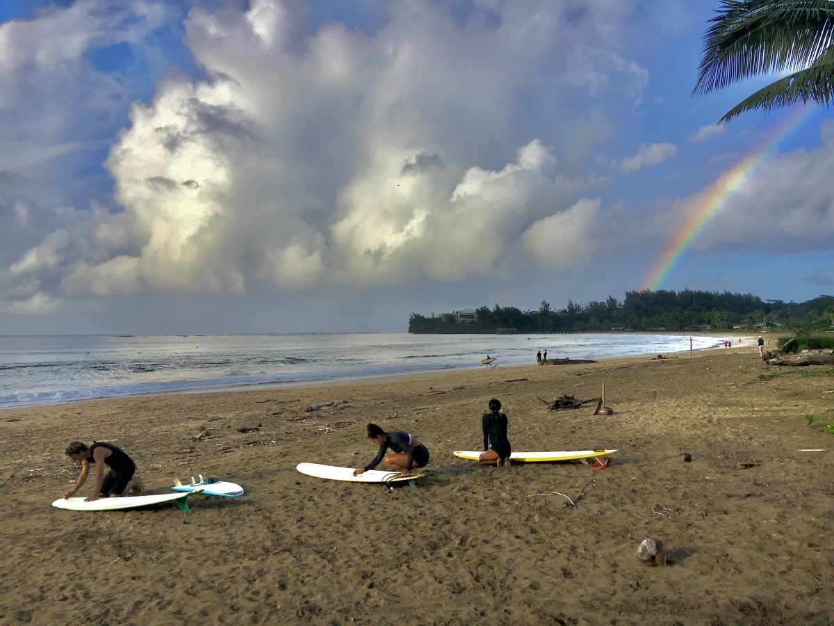hanalei surfers rainbow Hanalei private surf instruction Kauaistyle.com